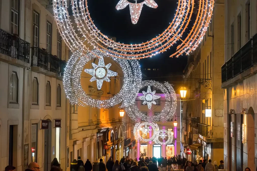 Weihnachtsstraßen Beleuchtung in Lissabon